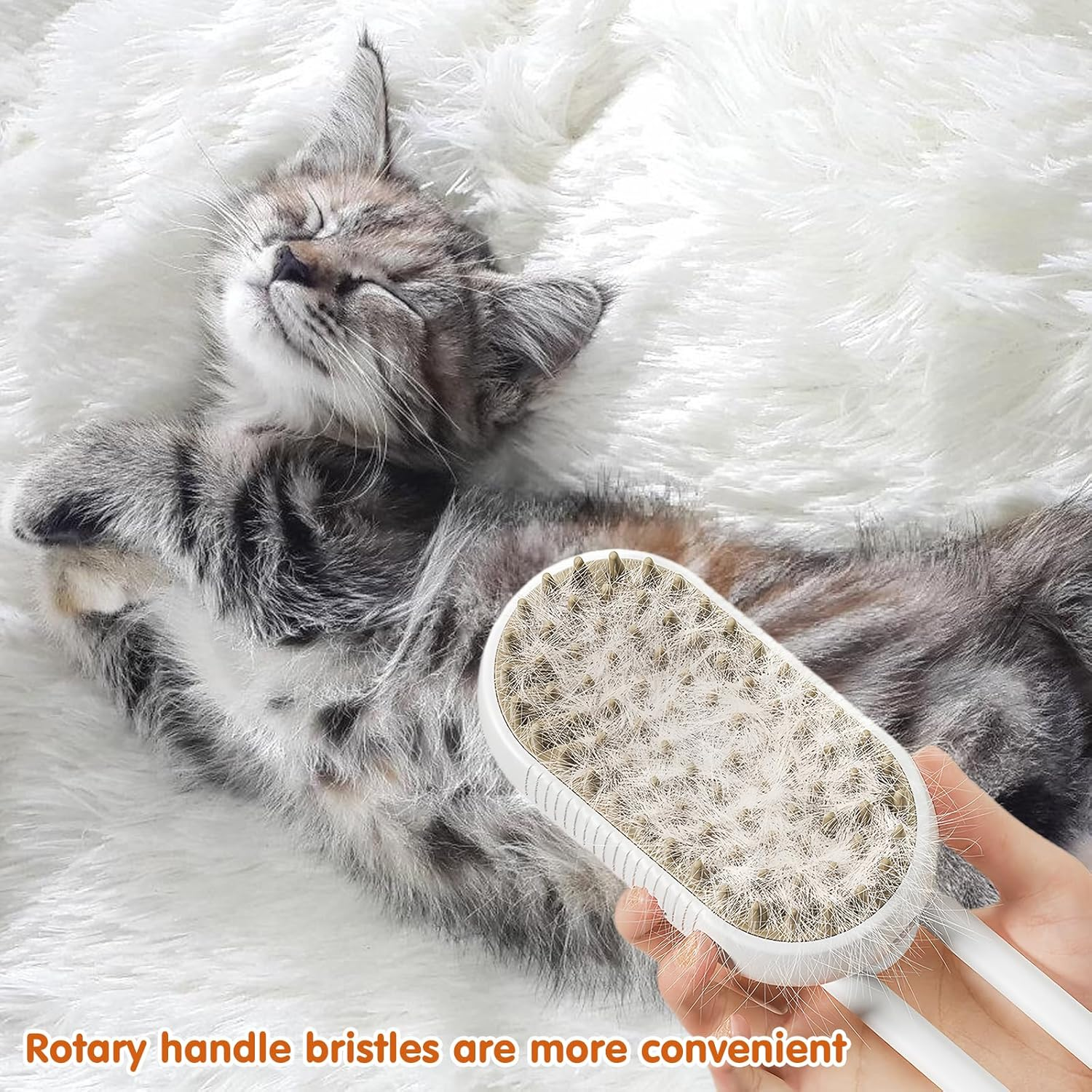 Cat Brush with Steam, Cat Steamy Brush, Steamy Brush Cat, Steam Brush for Cats, Cat Hair Brush, Self-Cleaning with Water Tank for Massage Care and Hair Removal image number 3