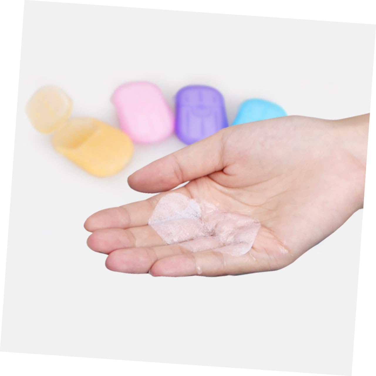 VANZACK Travel Pack Portable Soap Tablets Disposal Soap Sheets for Bath Face Hands Compact Safe Random Color image number 6