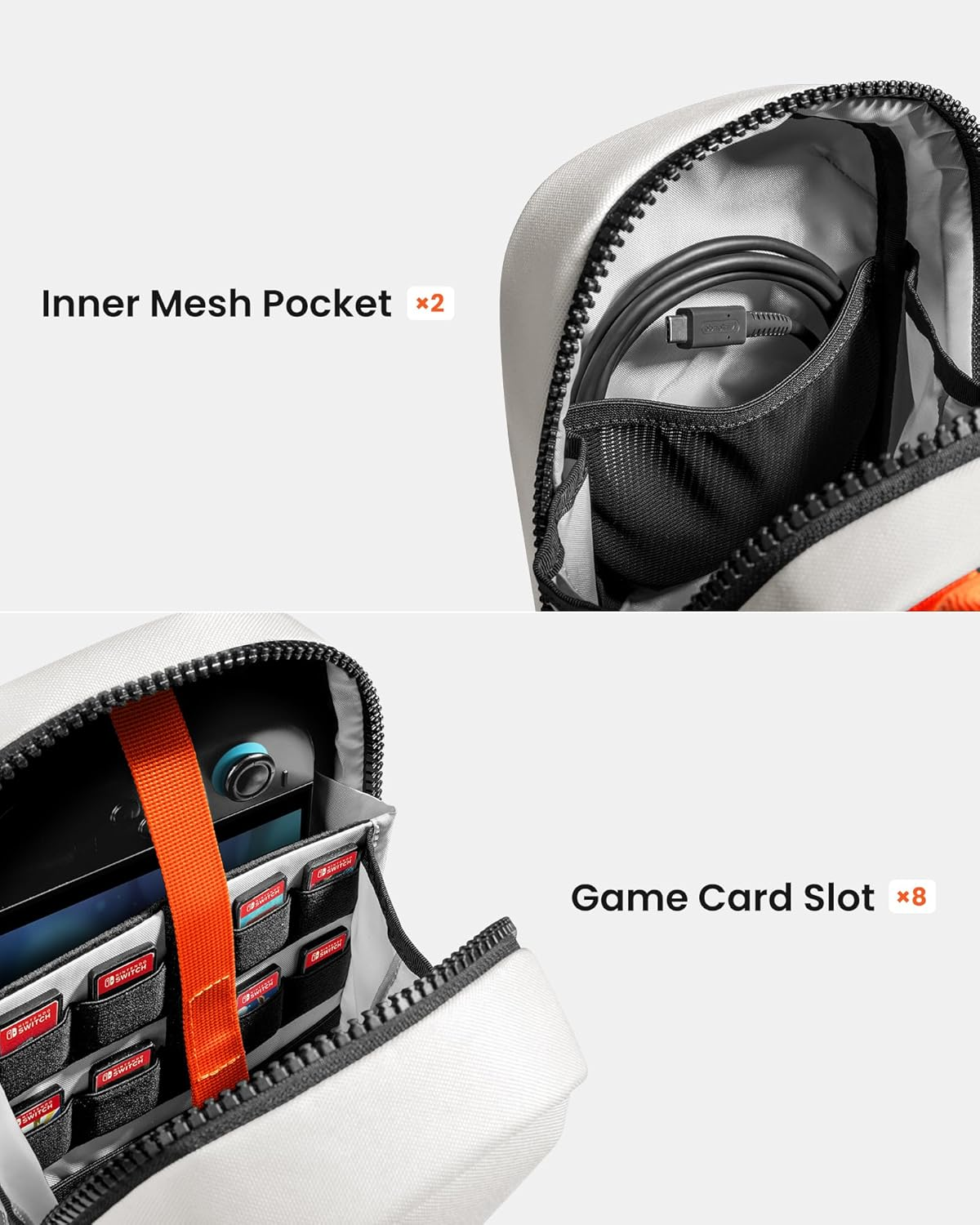 Tomtoc Sling Crossbody Bag for Nintendo Switch 2, Protective Portable Travel Chest Carrying Gaming Pouch with 8 Game Cartridges Slots, Fit Charger and Accessories image number 5