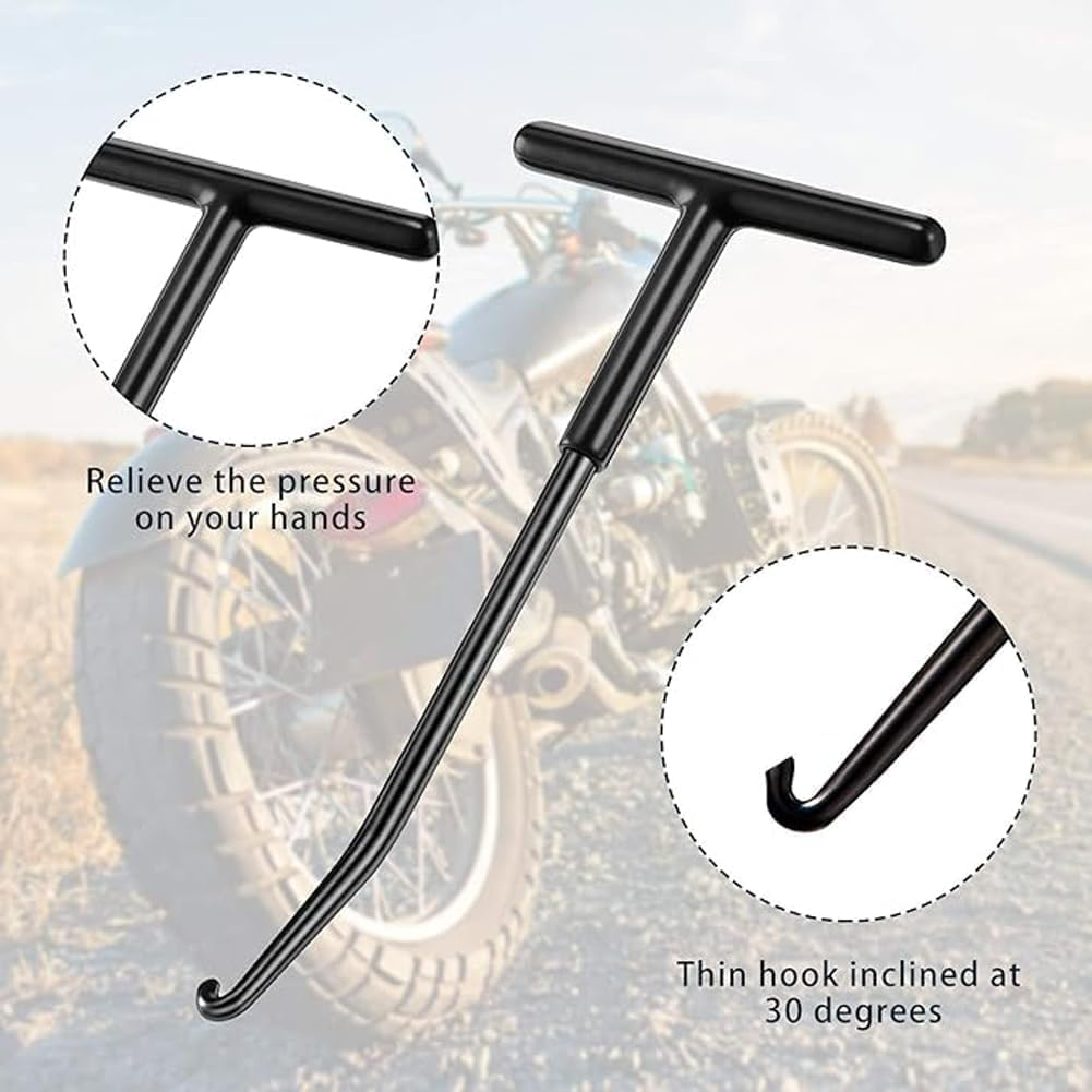 Motorcycle Exhaust Spring Hook, 2 Piecest Shaped Handle Exhaust Pipe Spring Puller Installer Hooks Tool with Rubber Coating for Motorcycle Vehicle Springs Removal, Installation, Adjustment image number 4