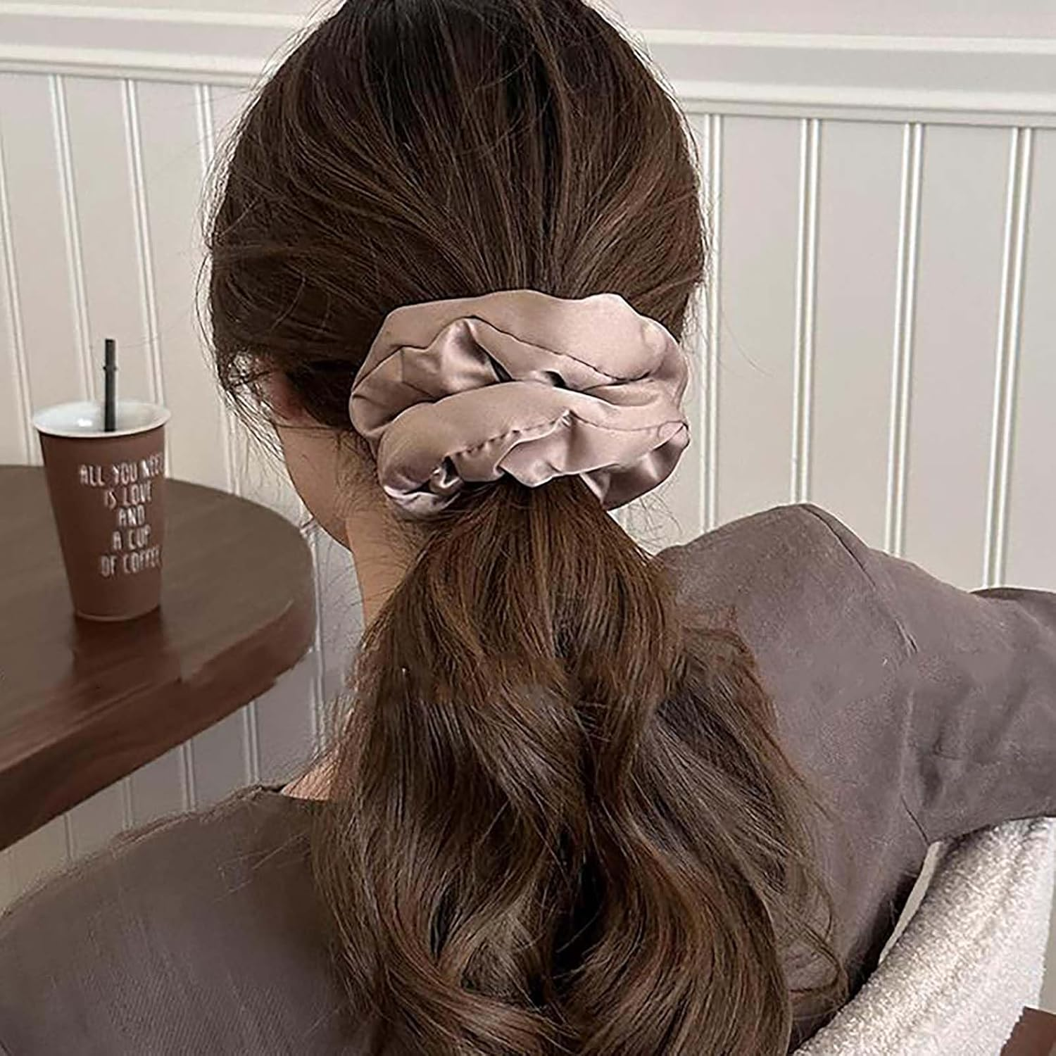 Inateannal Vintage Satin Silk Hair Bobbles Large Satin Elastic Hair Bobbles Purple Large Satin Hair Bobbles Scrunchy Oversized Thick Hair Bobbles Satin Ponytail Holder Hair Bands image number 2