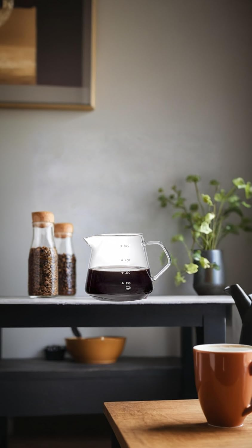 Juice Ly Every Time with 600M Glass Drip Coffee Maker Coffee Pot , Easy Pour, Dishwasher Safe, Includes Filter