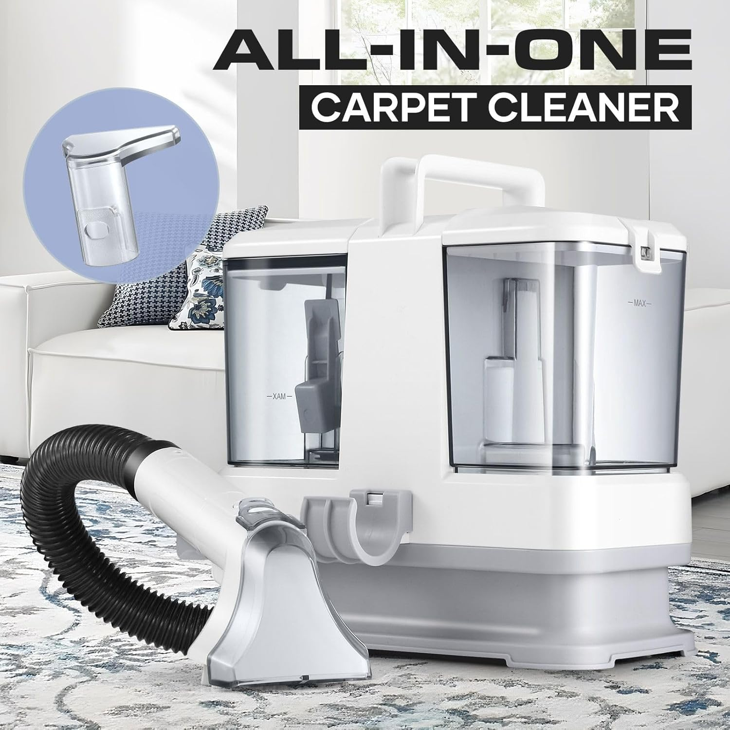 Portable Spot Cleaner with Multi-Tool Kit, Handheld Carpet Cleaner Deep Cleaning for Pet Stain Couch Area Rug Sofa Car Fabric Lounge Carpet & Upholstery Washer image number 5