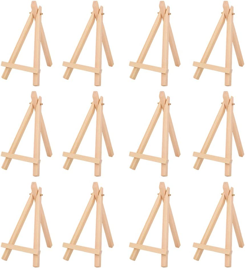 [Mini 6 Inch] Wood Easel 12 Pieces Desk Display Easel Stand for Paintings Cards Photos image number 6