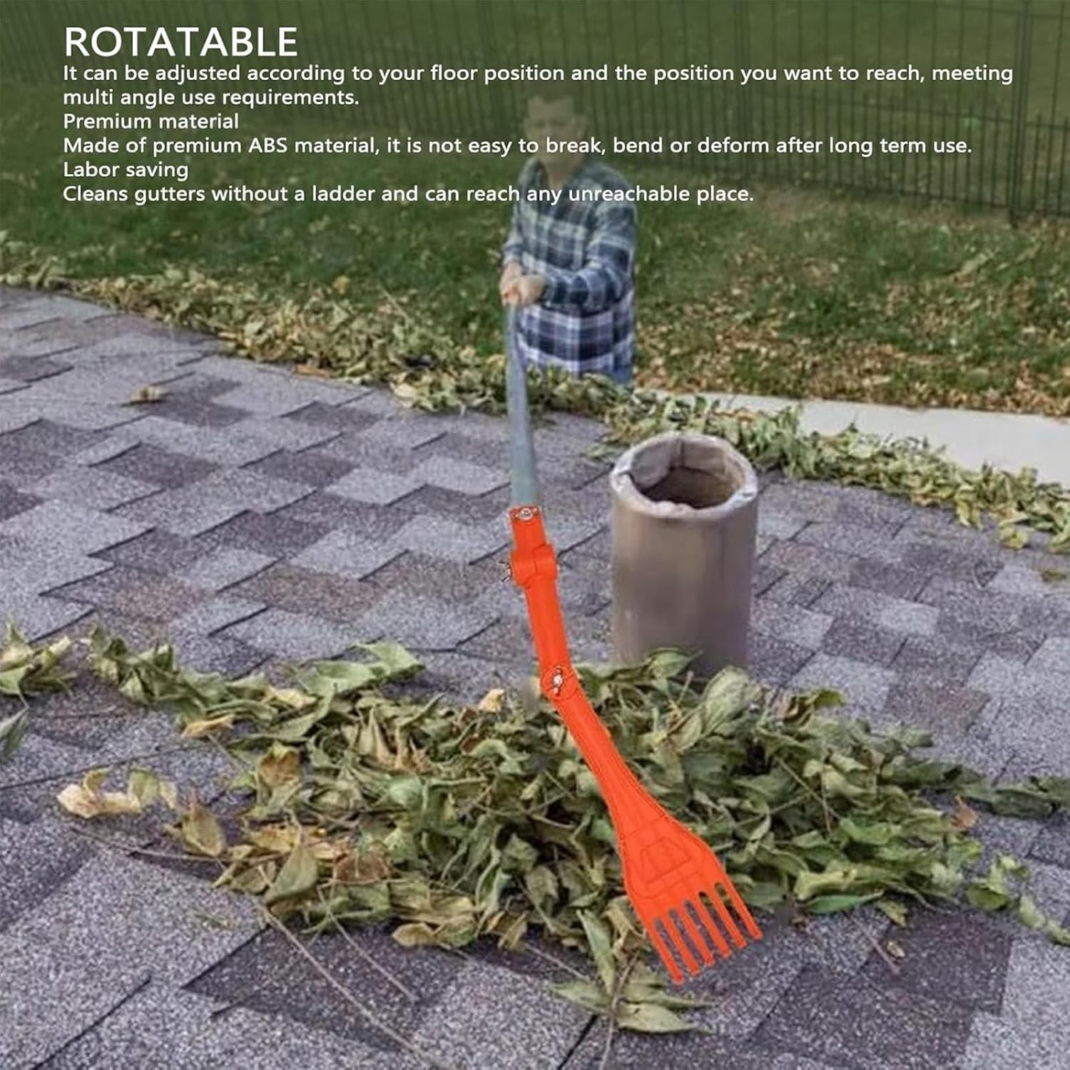 Zalizr Small Gutter Rake, Portable Gutter Cleaning Tool for Leaves and Debris, Multi-Purpose Hand Rake for Gutters, Roofs, and Hard-To-Reach Areas (No Pole) image number 2