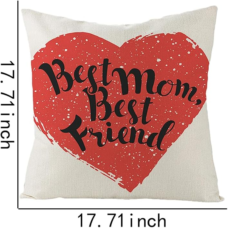 Best Mom Best Friend Pillow Covers Gifts for Mom Mommy Birthday Christmas Mother&rsquo;S Day Gifts for Friends 18 * 18 Pillowcase Cushion Cover for Sofa Bed Couch Living Room House Decors image number 3