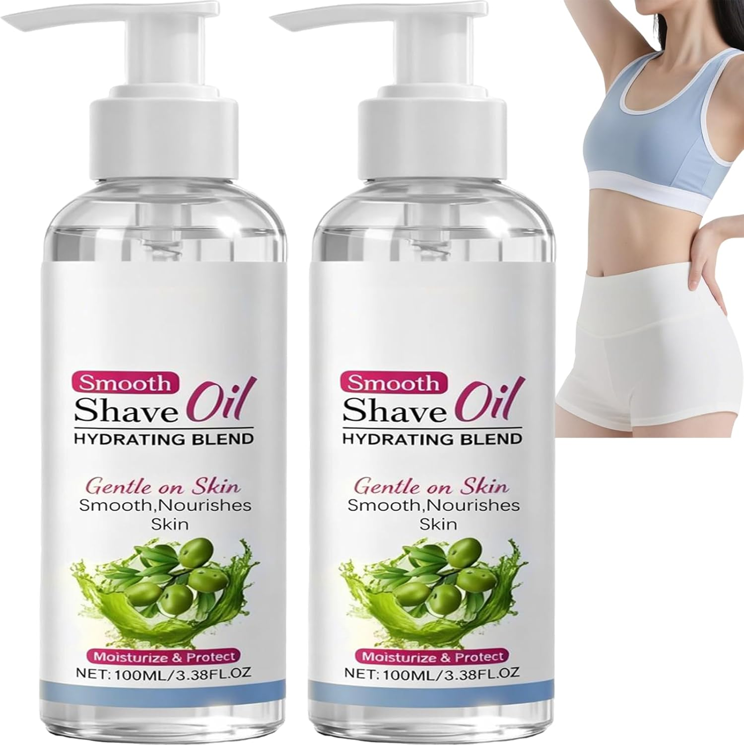 After Shave Oil for Women, Post Shave Soothing Care, Hydrating Serum for Smooth Skin, Body Moisturizing Jojoba Oil Gentle Formulated for Sensitive Skin, Light Texture Easy Absorb (2Pcs)