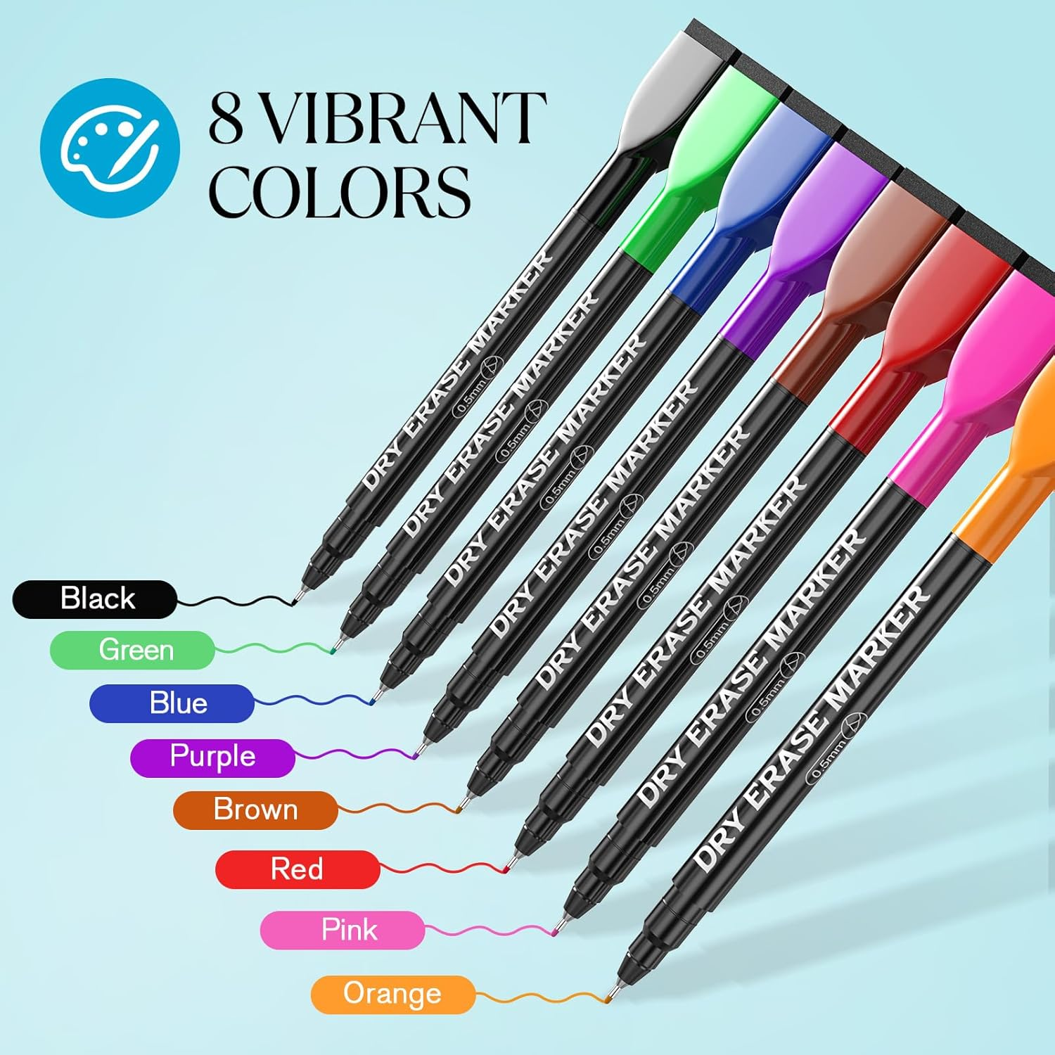 Maxgear Dry Erase Markers Ultra Fine Tip with Eraser, Assorted Color Magnetic Whiteboard Markers Extra Fine Point 0.5 Mm Low Odor for White Board, School Supplies for Classroom, Home, Office, 8 Count image number 3