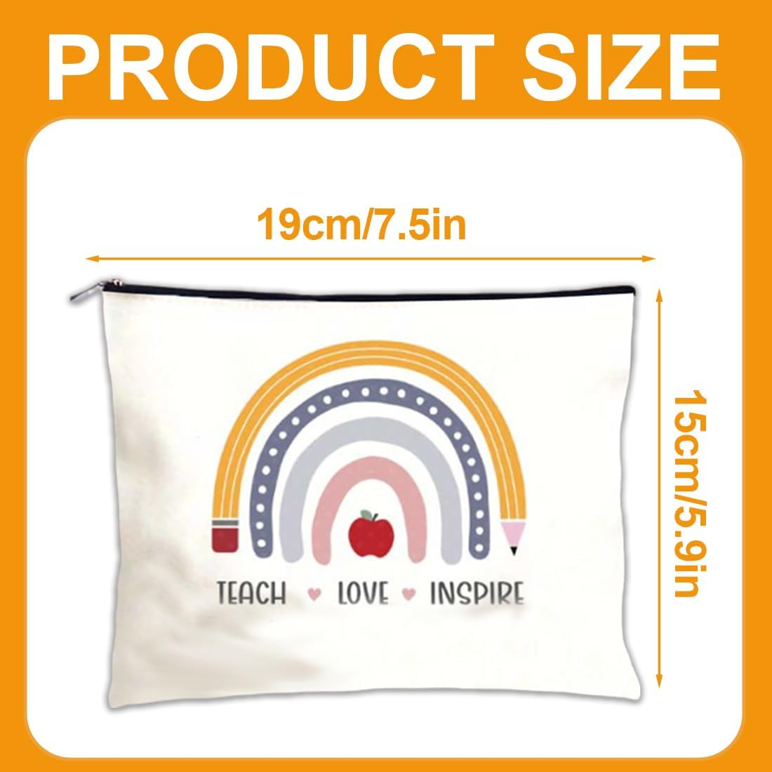 IKOPFLN 1 Piece Patterned Canvas Zipper Pouch Women Makeup Bag image number 4