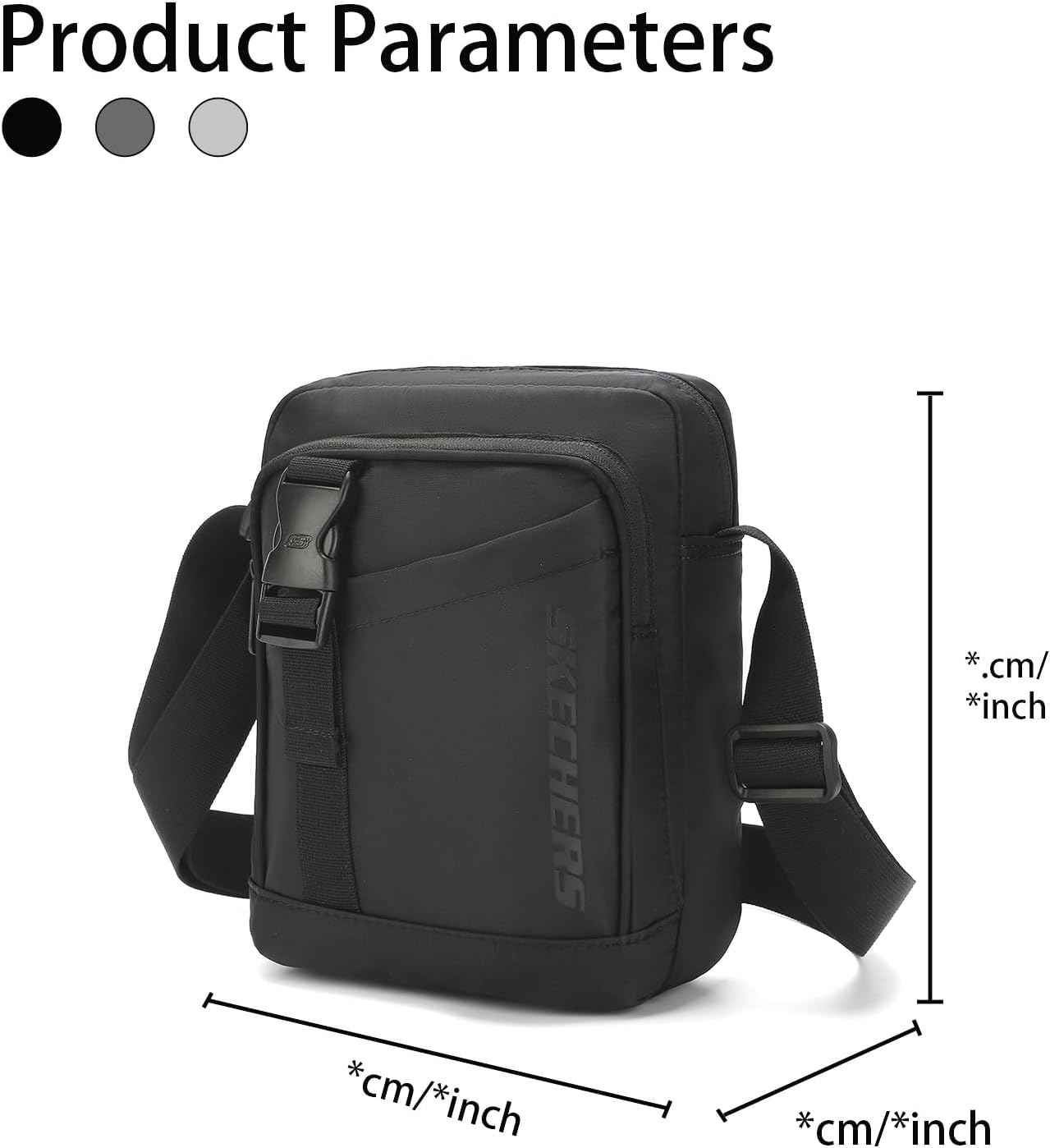 SKECHERS Waterproof Crossbody Messenger Bag for Men/Women, Small Shoulder Satchel Bag for Work/Sports/Travel, Casual Zipper Daypack Purse for Hiking/Cycling/Mountaineering image number 3