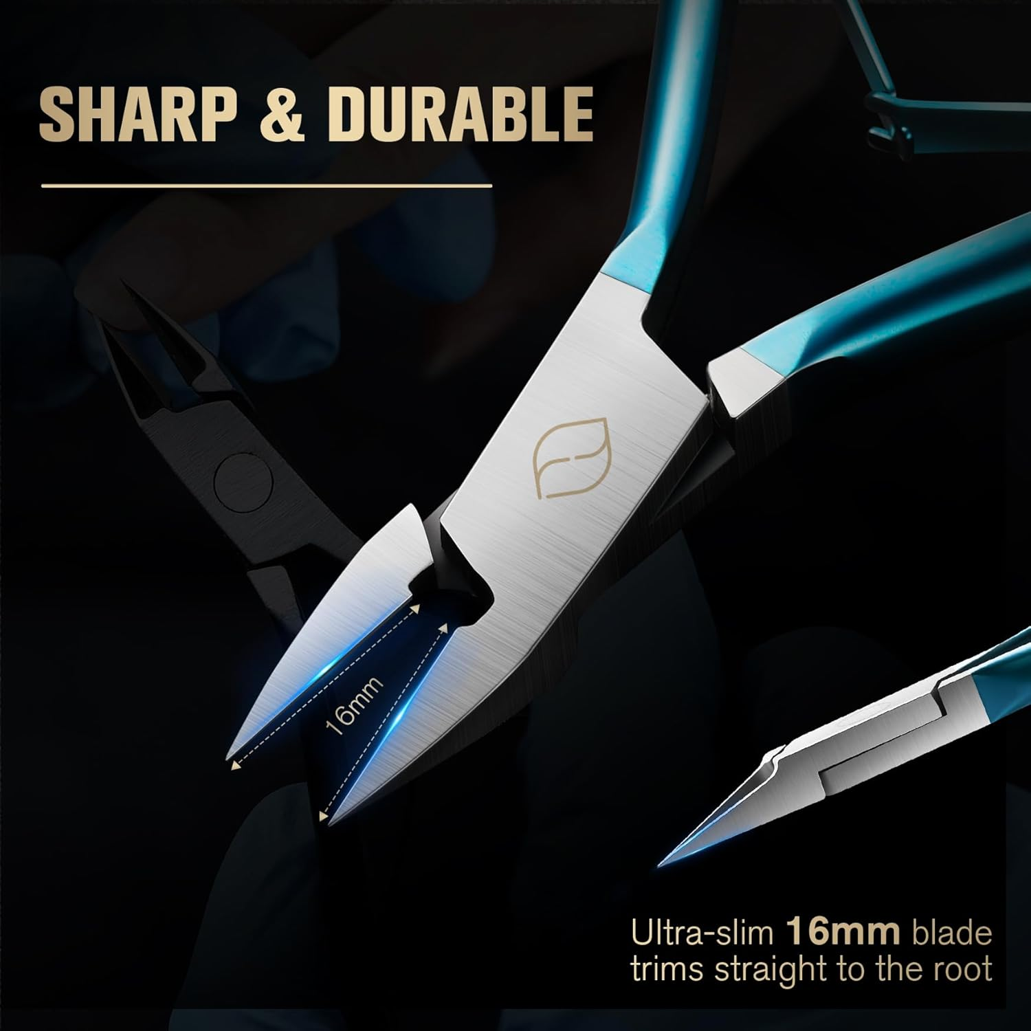 FERYES Ingrown Toenail Clippers Straight Blade Toe Nail Clippers for Thick Nails for Seniors, Stainless Steel Nail Clippers for Thick Toenails - Ultra-Slim 16Mm Blade Fingernail Clippers - Black image number 6