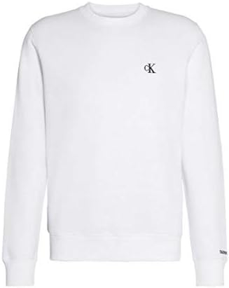 Calvin Klein Jeans Mens Ck Essential Regular Crewneck Sweatshirt, Bright White