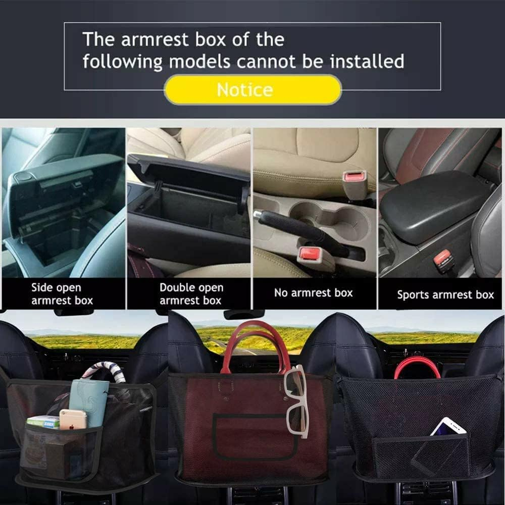 Upgraded Car Net Pocket Handbag Mesh Holder Purse Organizer Seat Side Storage (Upgraded Red&Black) image number 5