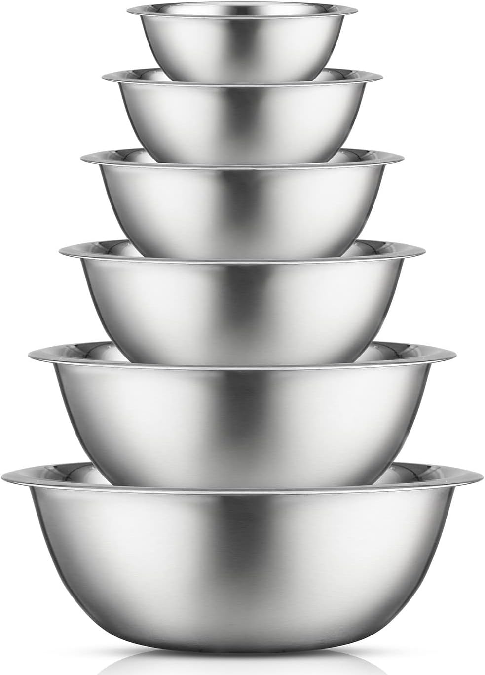 Joyjolt Stainless Steel Mixing Bowl Set of 6 Mixing Bowls (Black). 5Qt Large Mixing Bowl to 0.5Qt Small Metal Bowl. Kitchen, Cooking and Storage Nesting Bowls. Dough, Batter and Baking Bowls