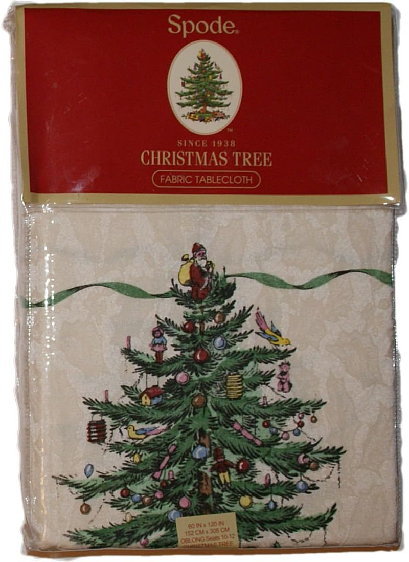 Spode - Tablecloth, Holiday Kitchen Accessories, Holiday Home Decor (Spode Christmas Tree Collection, 60" X 120")
