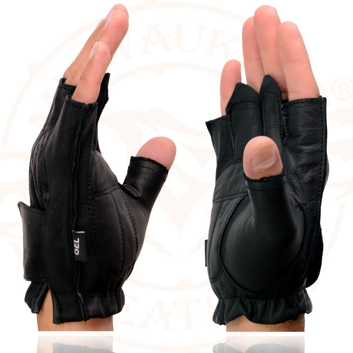 Shaf International Men'S Leather Fingerless Glove (Black, Medium)