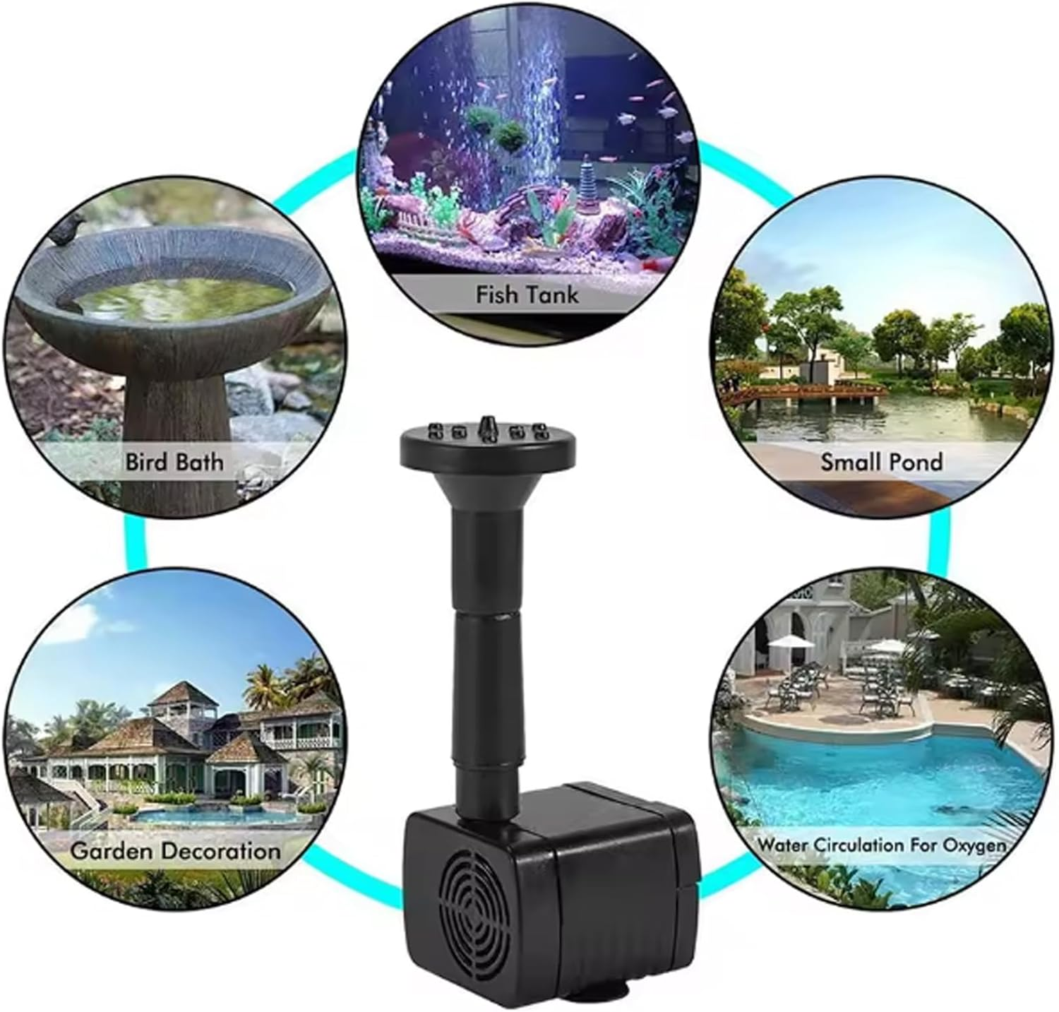 Solar Pond Pump,15W Solar Charger DC Fountain Pump for Garden | Adjustable Watering System Garden Decor for Yard Lawn Balcony Pool Pathway Ground Wedding Holiday image number 5