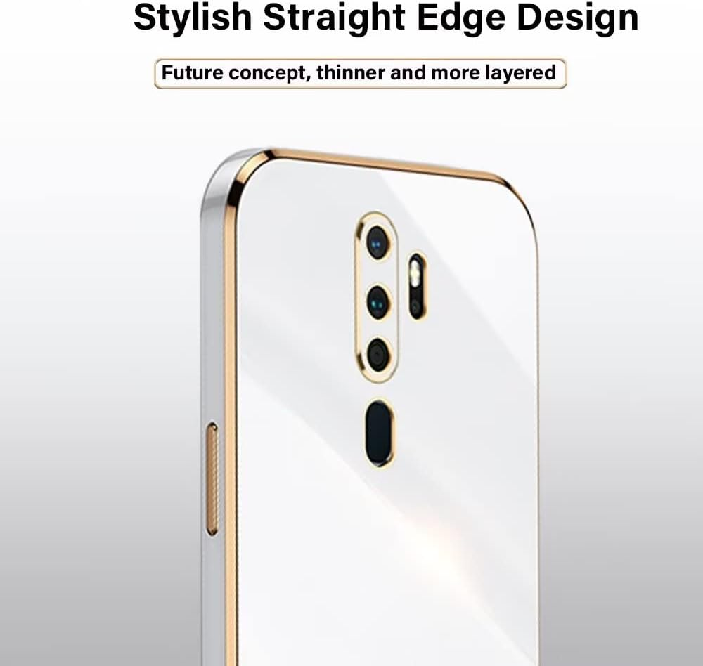 EASSGU Galvanised Frame Mobile Phone Case for Oppo A9 2020 / Oppo A5 2020 (6.5 Inches), Soft TPU Silicone Protective Case - White image number 5