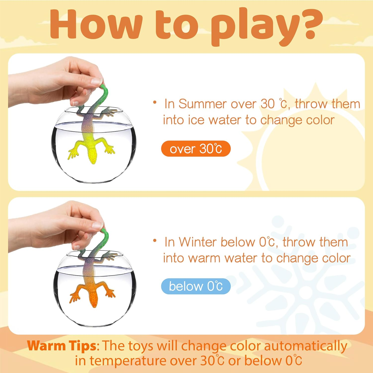 Lizard Series -16Pcs Temperature Color Changing Bath Toys,Water Table Toy for Easter Egg Fillers,Goodie Bags Fillers,Themed Party,Classroom Rewards,Carnival Prize, for Kids 3+ image number 5