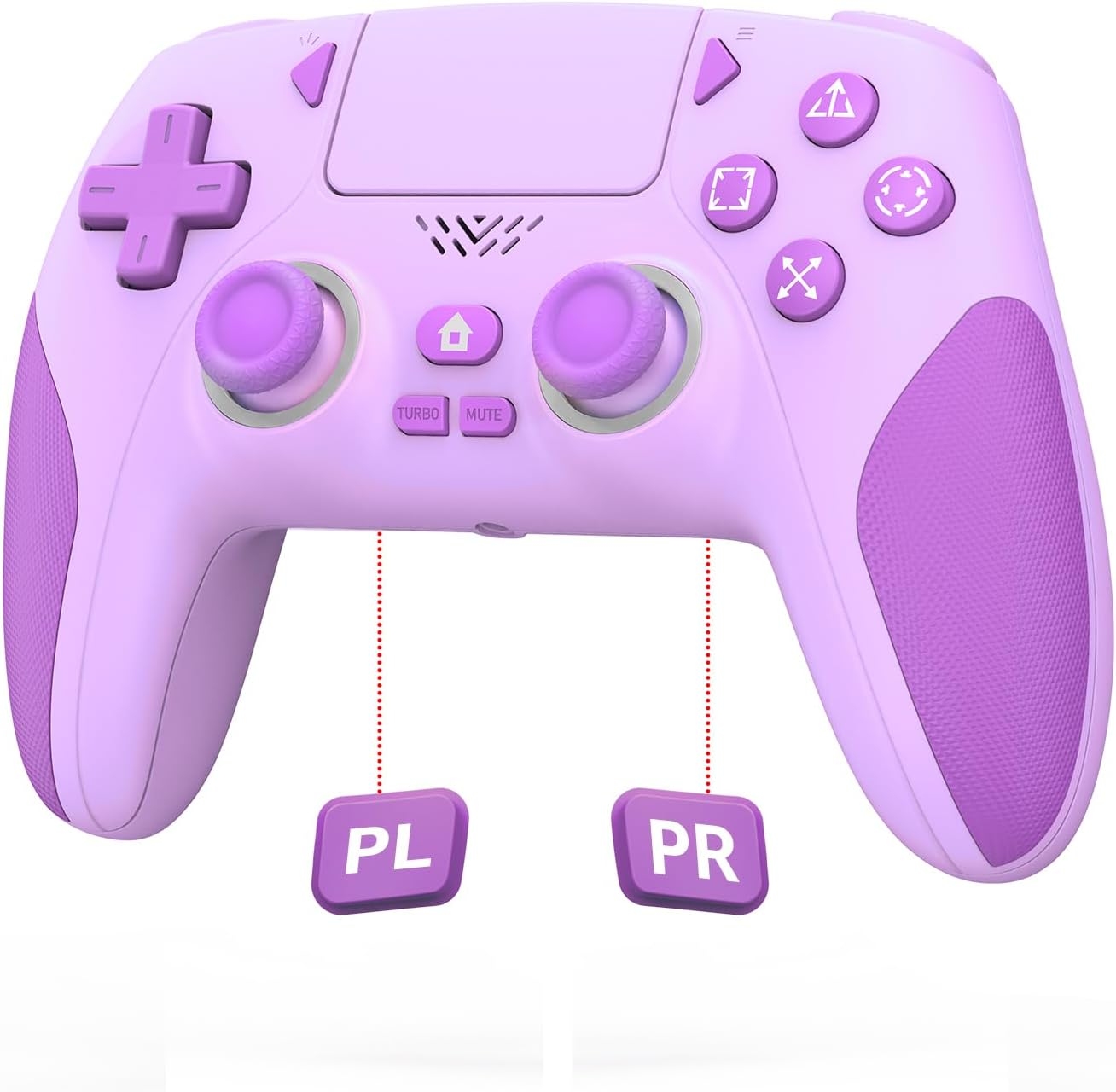 IWGAME Wireless Controller for PS-5/PC, Cool RGB Light Controller with 2 Back Buttons Support Programmable/Reamp/Turbo Functions, Hall Effect Joysticks & Triggers Gamapad(Purple) image number 1