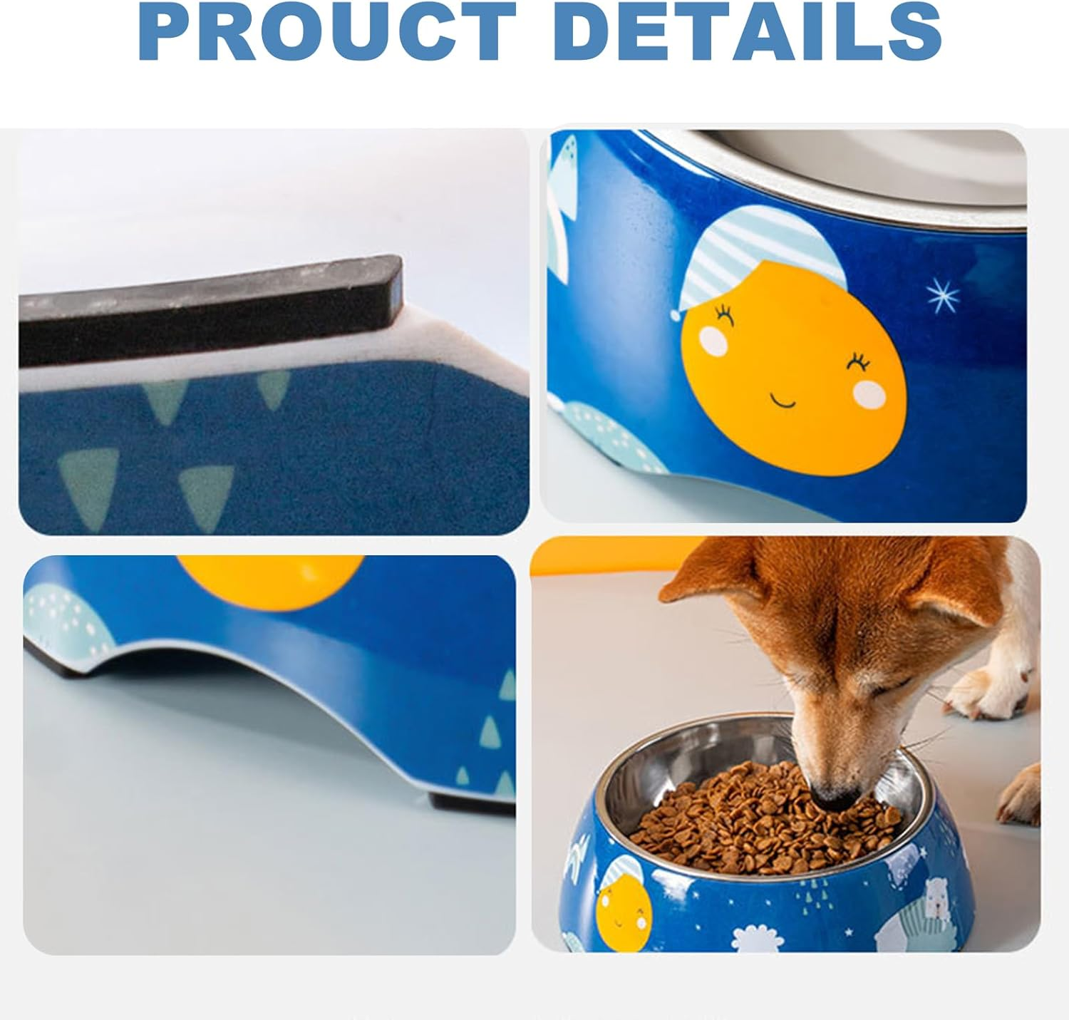 Stainless Steel Dog Bowl Large Dog Feeding Bowls Watering and Feeding Bowls 2 in 1 Bowl for Dogs(Yellow) image number 4