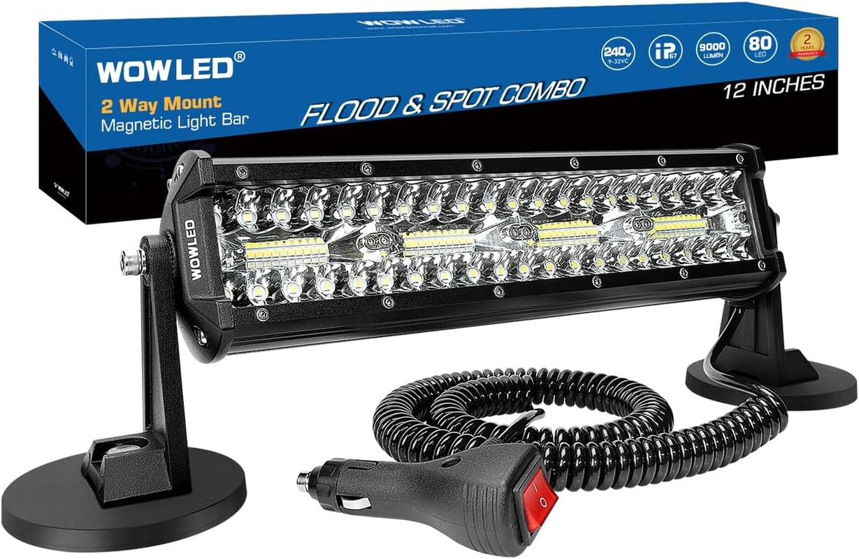 WFPOWER Portable LED Work Light with Magnetic Base, 120W Super Bright Waterproof Flood & Spot Lights Job Site Lighting Fog Lights for SUV Boat Bar Truck Outdoor Camping Car Repairing Emergency Lights