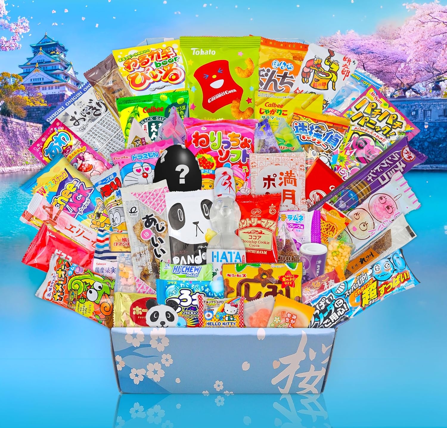 New! Sakura Box - Dagashi Set - Large 50 Pieces Japanese Candy Chocolate Snacks image number 1