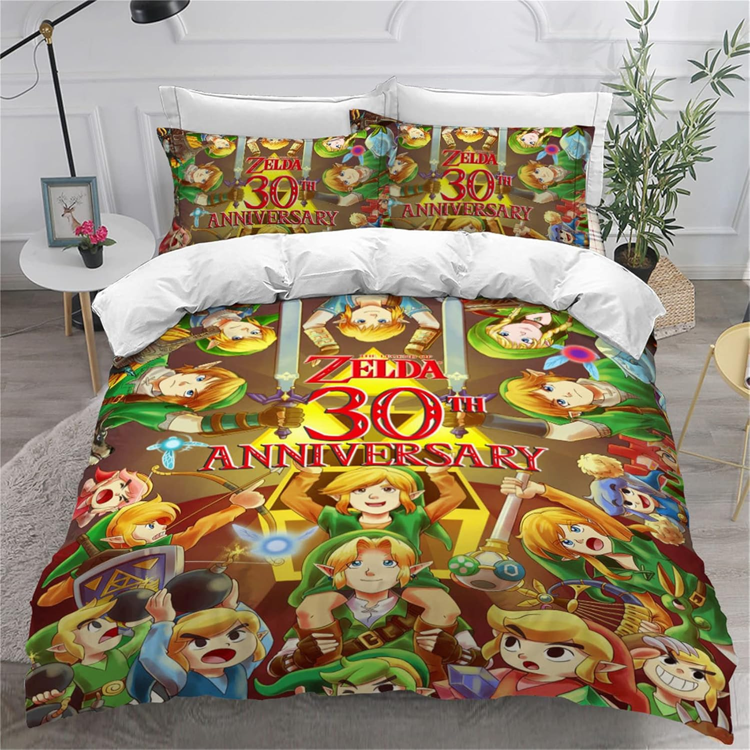 3 Pieces the Legend of Zelda Duvet Cover Set Lightweight Bedding Set for Kids Teen All Season Duvet Cover Zipper Closure