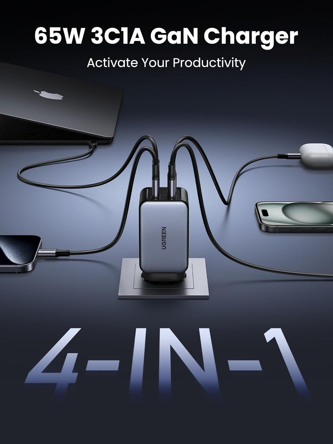 UGREEN 65W USB C Charger 4 Ports Nexode Gan II Fast Charging Block, PD3.0 Compact Power Adapter AU Plug for Macbook Pro, Dell XPS, Iphone 17 Pro Max/16/15, Ipad, Galaxy S25 Ultra (PPS 45W), Pixel 10/9 image number 6