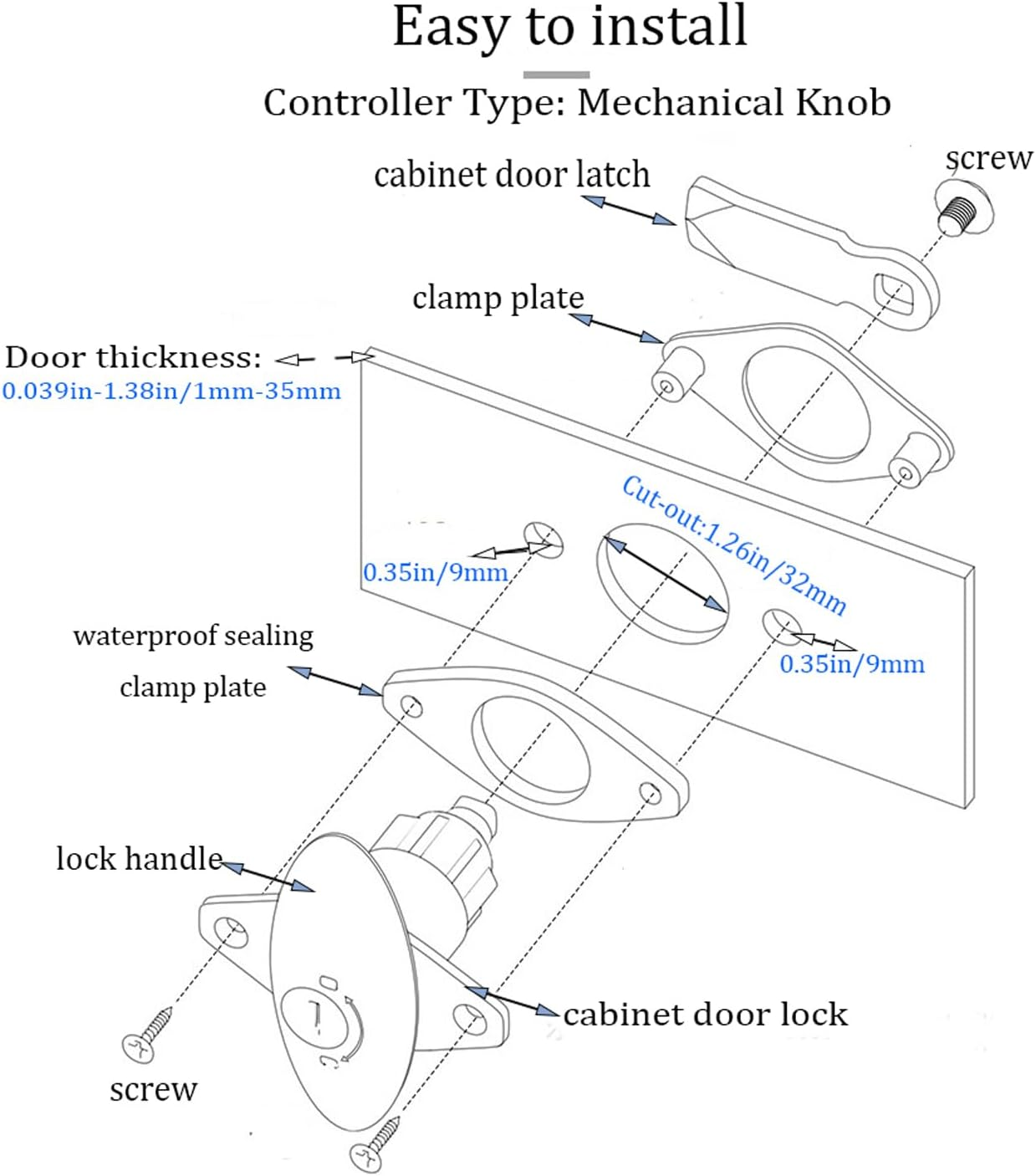 RV Lock,T-Handle Lock Kit with Keys,Motorhome Locks Garage Door Lock for Motorhome Trailer Caravan RV Tool Box Lock (Black, 1 Pack) (G04) image number 4