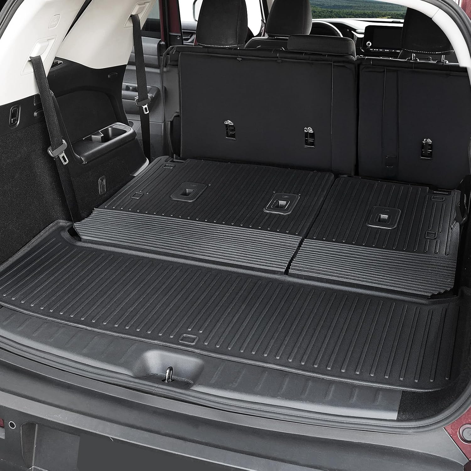 Cargo Mat for 2022-2025 Nissan Pathfinder 7/8 Passenger Accessories, Full Coverage All Weather TPE Protector Cargo Mat with Backrest Mat Trunk Mat Cargo Liner for Nissan Pathfinder Accessories image number 3