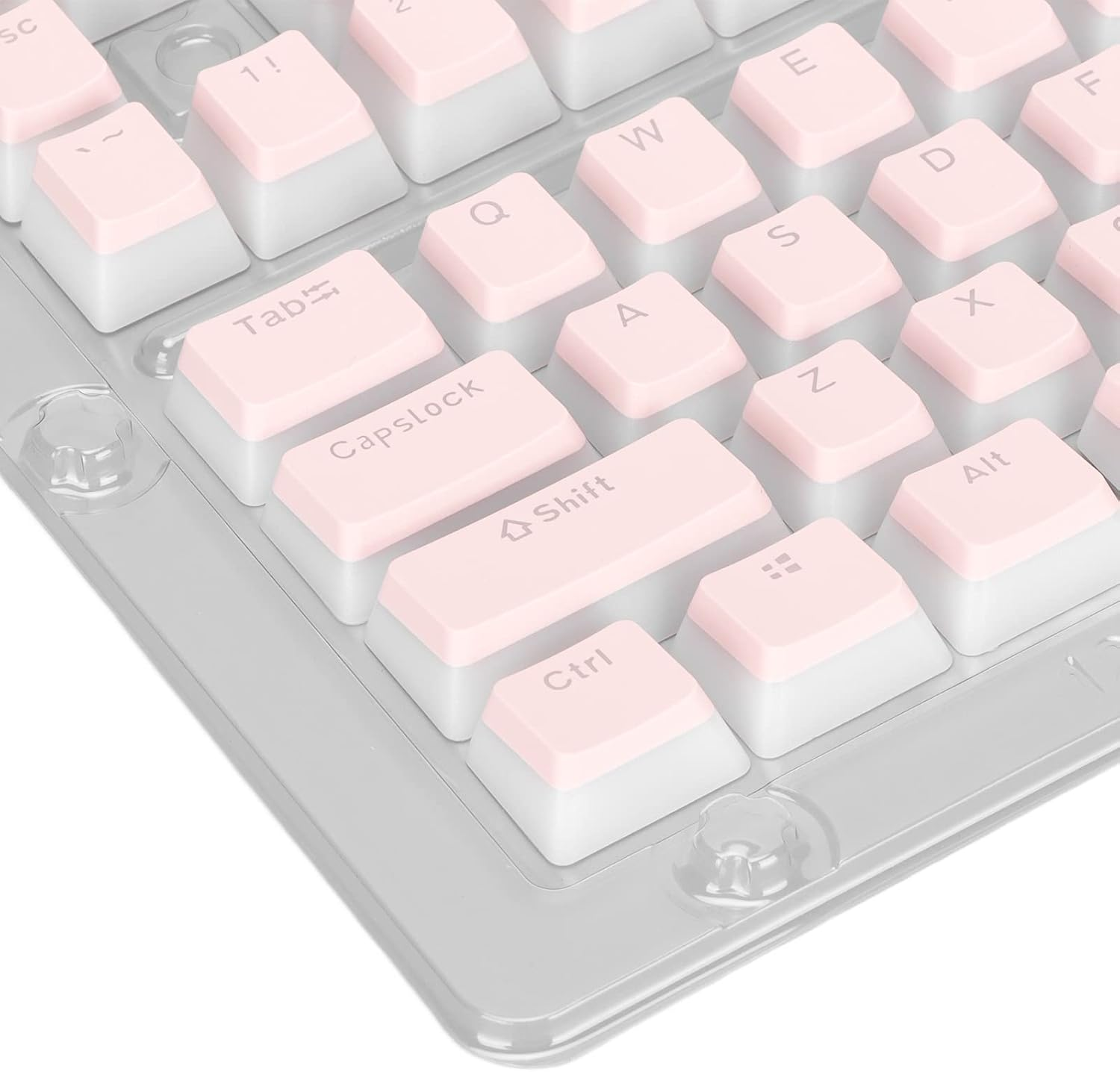 XUMIUZIY PBT Keycaps, 129 Keys Customized Keycap, Pudding Transparent OEM Height Custom Set Two Color Injection Molding DIY Keyboard for Mechanical Keyboards (Pink)