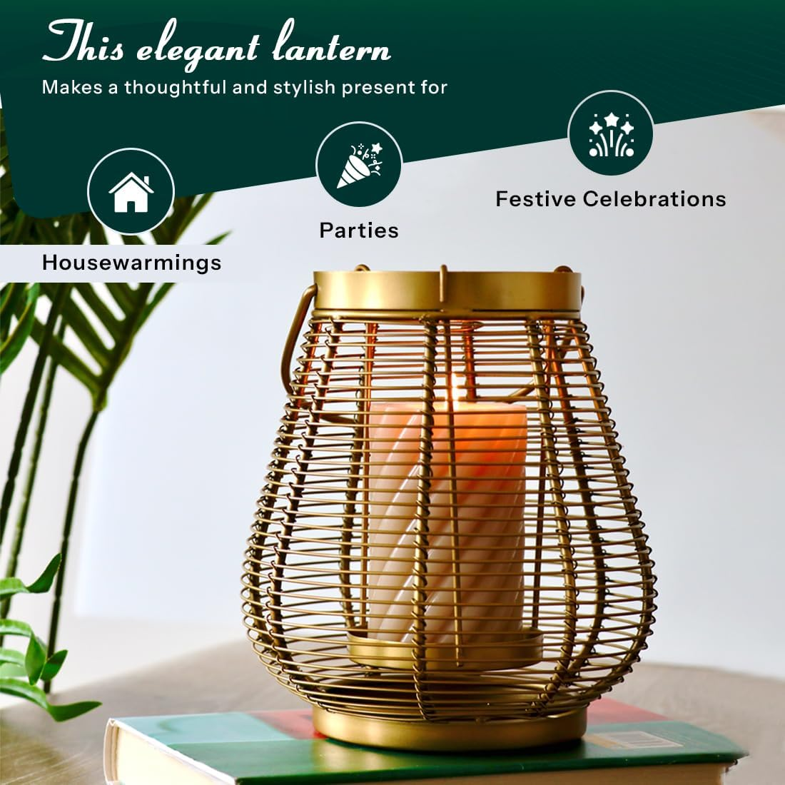 Indian Impressions Drop-Shape Metal Lanterns Candle Holders for Pillar Candles & Tea Lights, Hanging & Tabletop D&eacute;cor for Diwali, Christmas, Weddings, Home & Patio Decoration