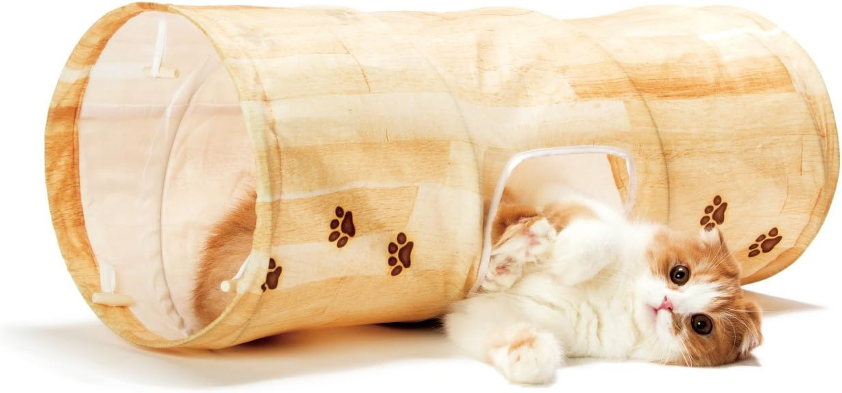 Necoichi Cat Tunnel Spiral Wood Grain Pattern