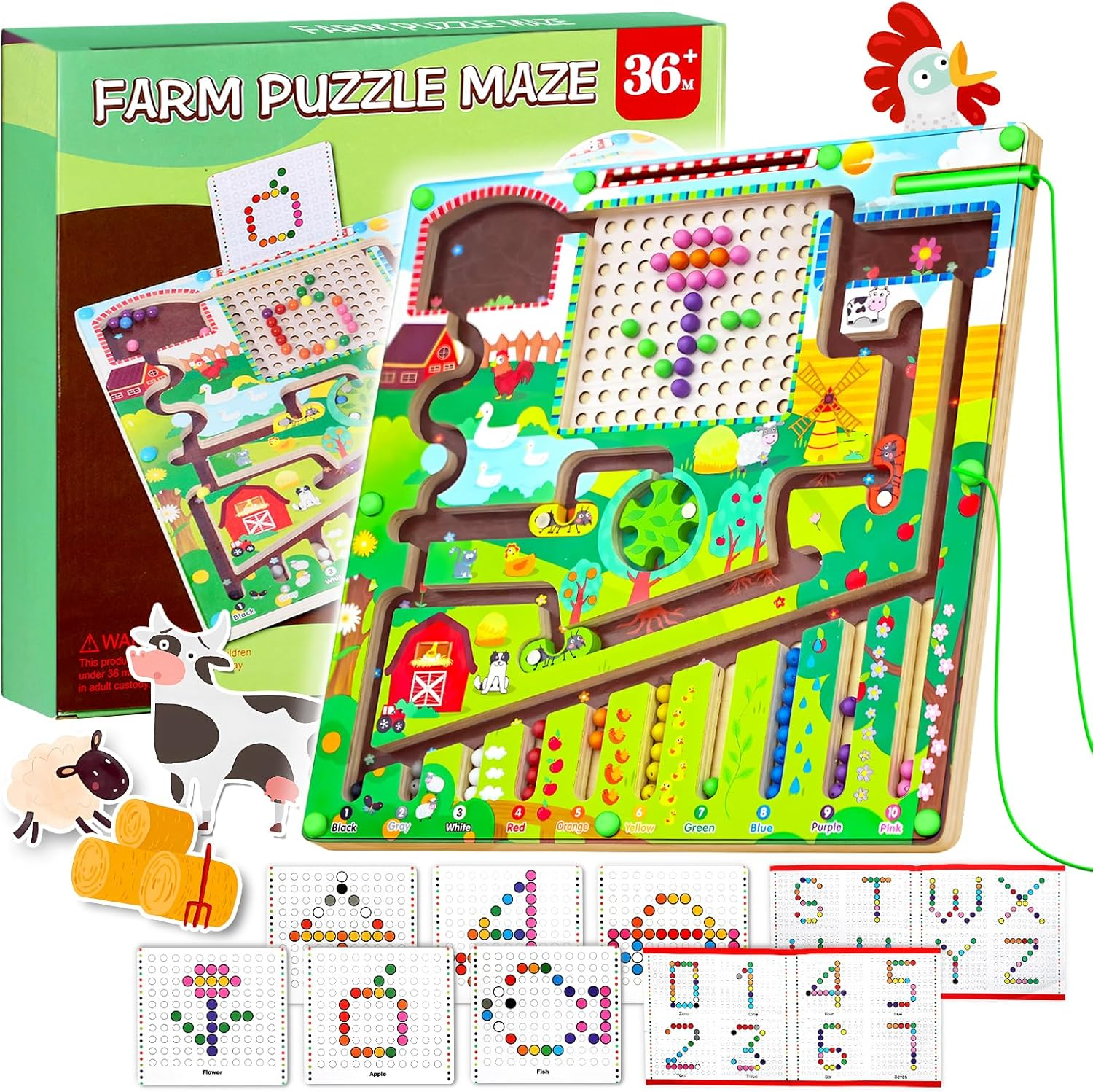 Magnetic Color and Number Maze, Color and Number Puzzles Toys Puzzles for Kids Learning Toys, Montessori Toys Preschool Learning Activities, Magnetic Beads for Kids image number 4