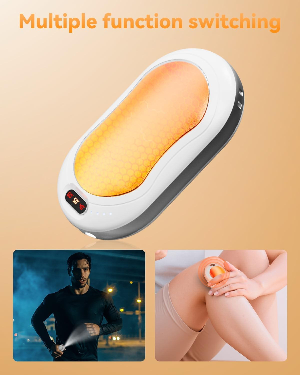 Hand Warmers Rechargeable - 10000Mah Double-Side Electric Hand Warmer, Fast Heating Reuseable Handwarmer, 3-Settings Pocket Heater, Travel Essentials, Gifts for Women Men, Outdoor, Camping image number 4