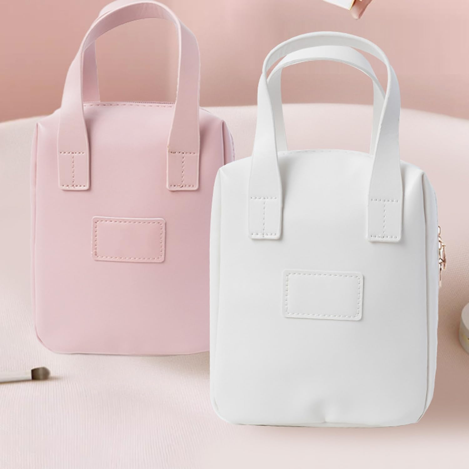 Eretinputc Makeup Bag,Travel Premium Makeup Bag for Women,Large Opening Portable Travel Cosmetic Bag for Easy Access, White, Simplicity