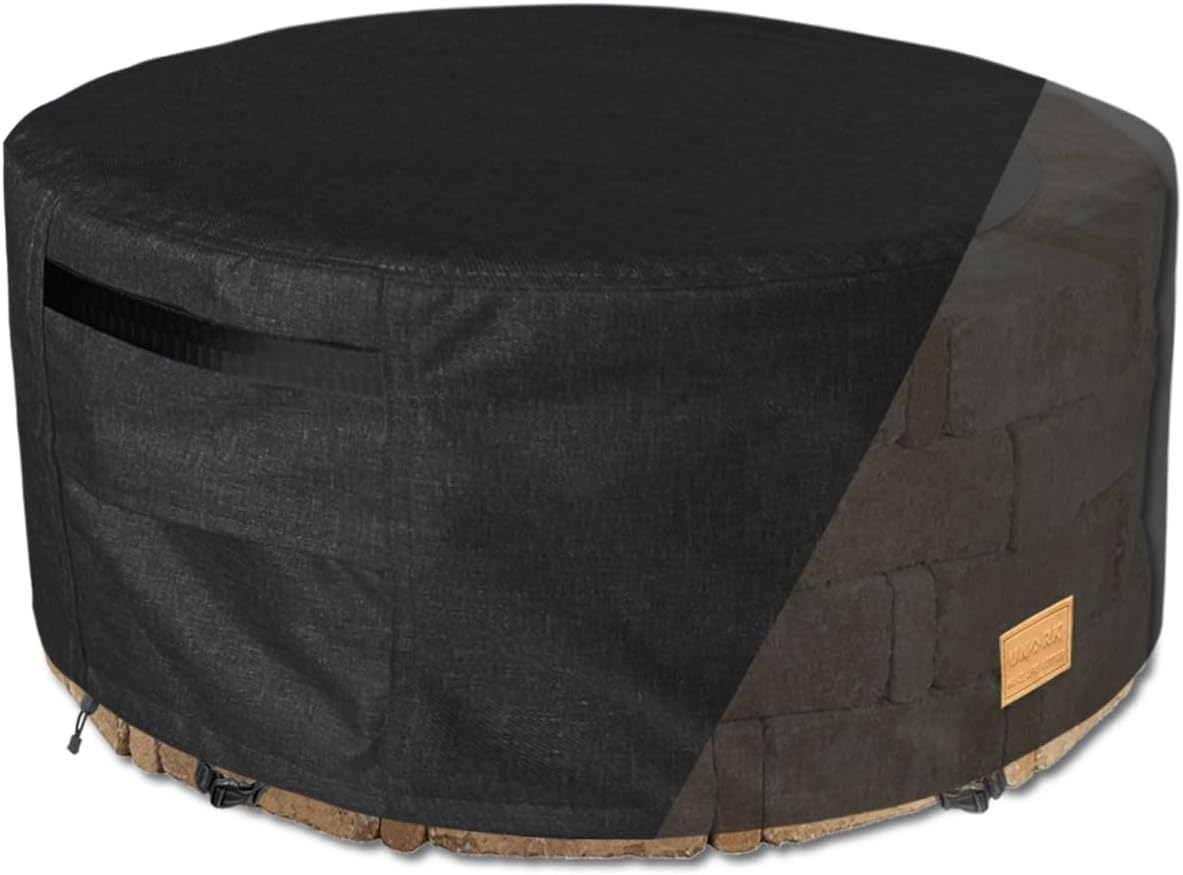 Round Fire Pit Cover for Yukon 27 Inch Yukon Fire Pit Cover, Heavy Waterproof Protective Yukon Fire Pit Accessories (Black) image number 1