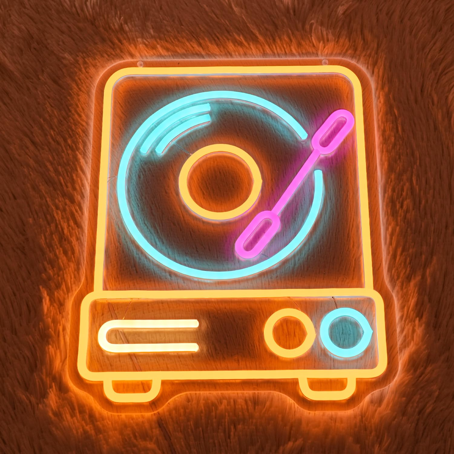 LMSIGNLY Record Player Neon Sign for Wall Decor Retro Music Record Neon Light Music Neon Light Sign Colorful Record Player LED Sign for Bedroom Music Classroom Concert Bar Party image number 3