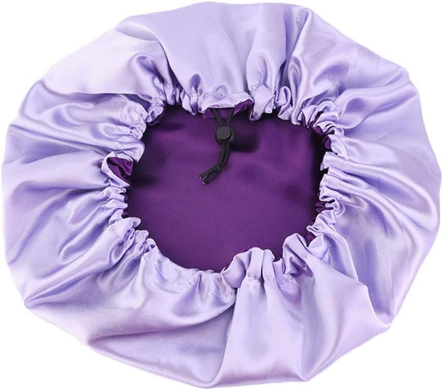 COMVIP Women Solid Satin Bonnet Sleeping Soft Hair Turbans Caps A: Purple image number 4