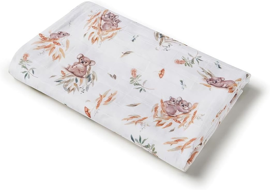 Snuggle Hunny Baby Swaddle Wrap - Soft Organic Cotton, Non-Stretchy Fabric Muslin, Multi-Purpose Baby Wrap for Swaddling &ndash; Ideal for Pram Cover, Koala