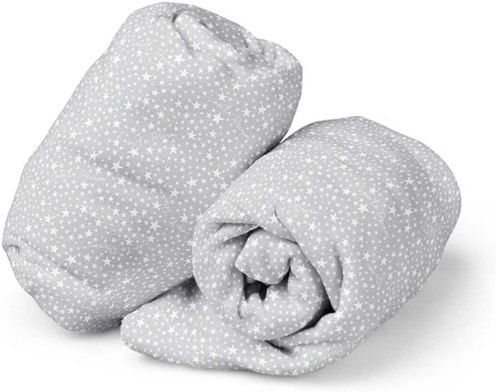 Love to Dream Fitted Crib Sheet Twin Pack | 100% Cotton, Soft Jersey Fabric for Baby&rsquo;S Comfort, Oval Mattress Fit, Breathable & Snug Cot Sheet | Reusable Storage Bag Included, Stardust Grey image number 2