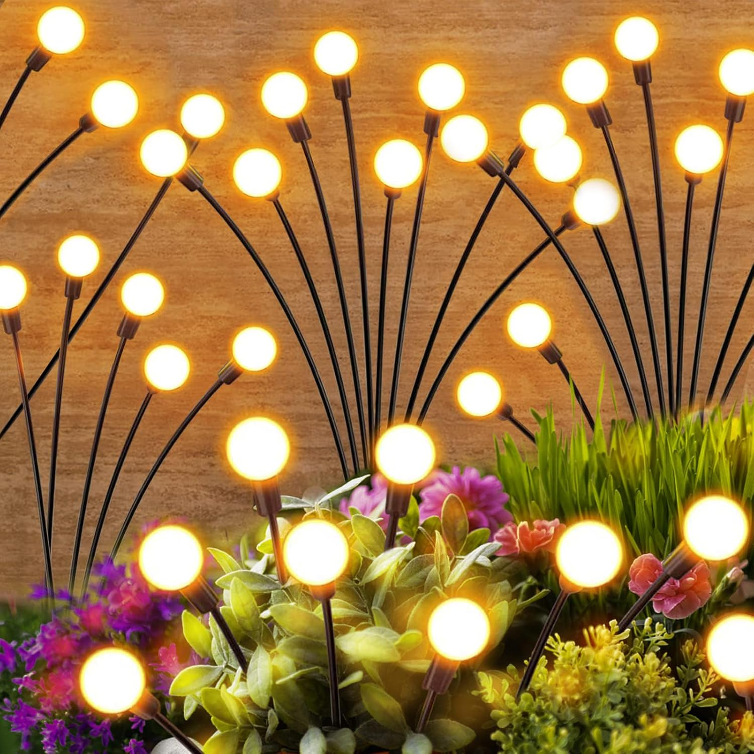 Solar Garden Lights, 2 Pack 20 LED Firefly Lights Solar Outdoor, Solar Lights Outdoor Waterproof for Christmas Landscape Decorations Yard Pathway Swaying Light (2 Packs) image number 6