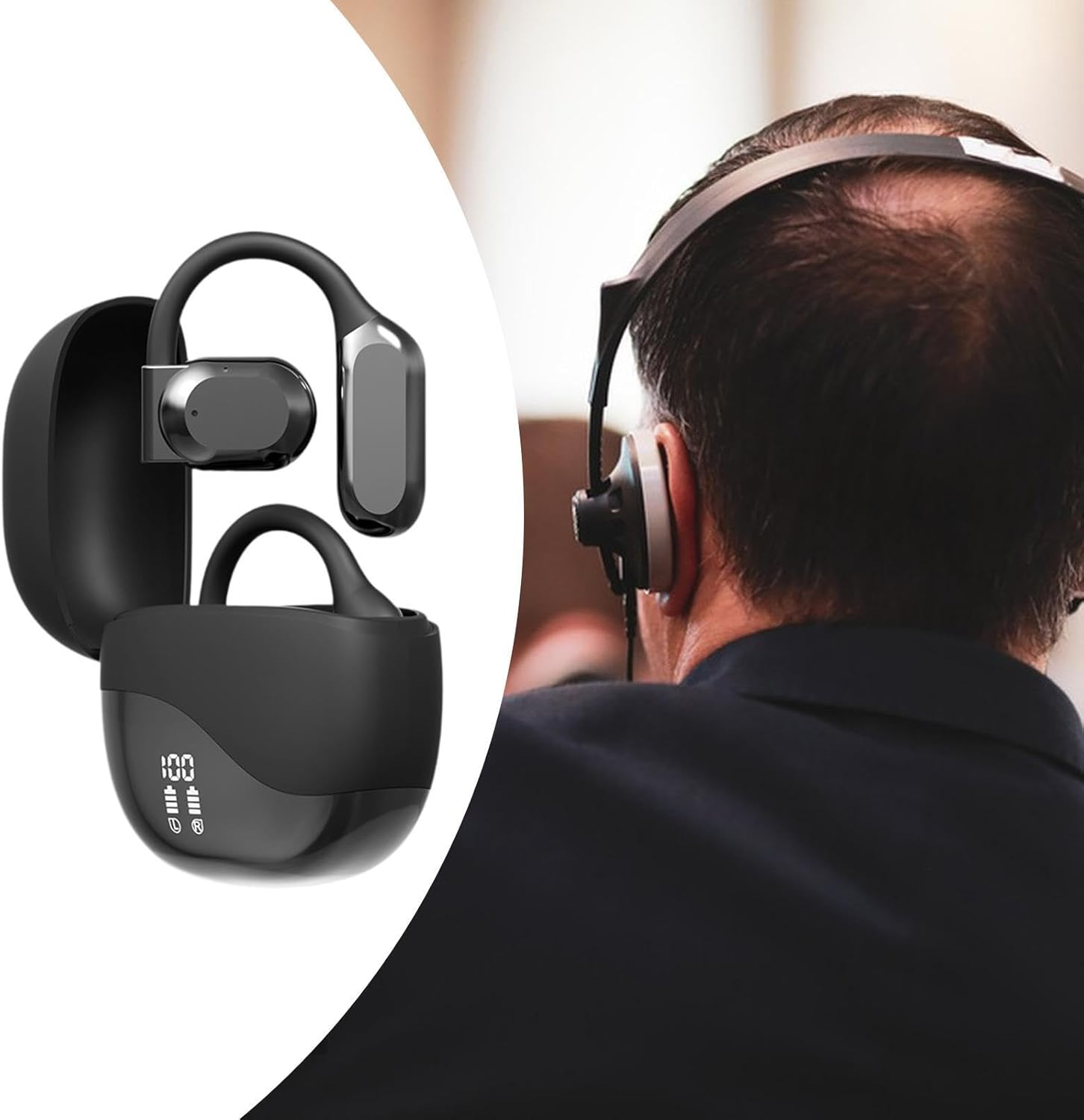 Language Translating Earbuds Lightweight Long Use Time Intelligent Headphone Black image number 4