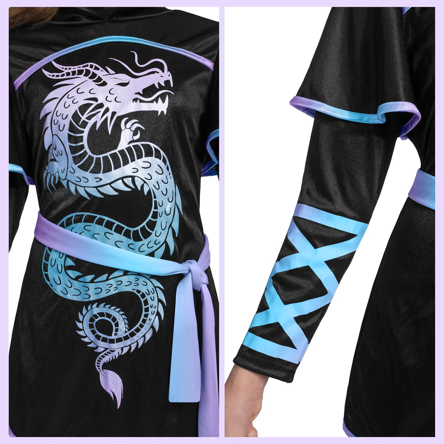 Spooktacular Creations Black and Red Ultimate Ninja Dragon Costume Set for Kids, Girls, Halloween Dress Up image number 2