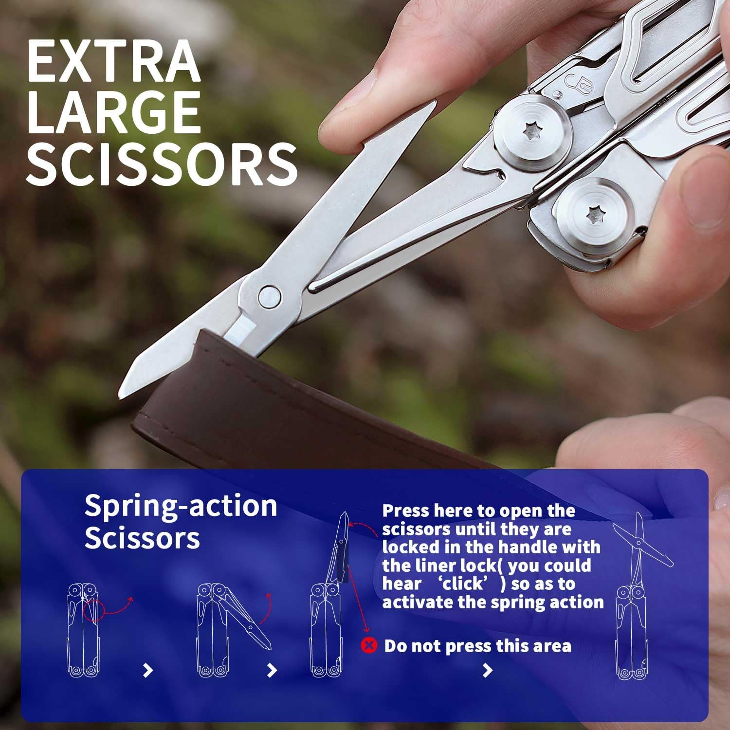 ROCKTOL Multitool 29 in 1 Multi Tool Pliers with Interchangeable Wire Cutters and Saw, Heavy Duty Stainless Steel Multitool Set and Nylon Sheath for Camping Survival Gifts for Men image number 6