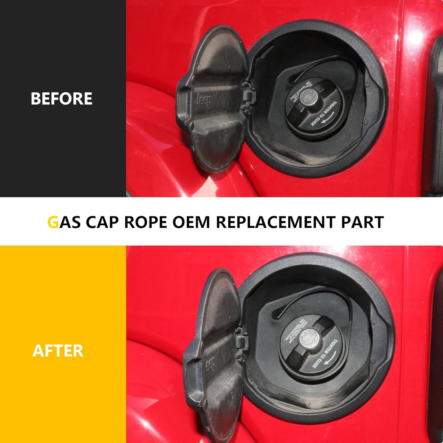 Fuel Gas Cap Tether Compatible with 2018-2024 2025 Jeep Wrangler JL 2/4 Door 4XE Gladiator JT Accessories Fuel Tank Cap Rope Fuel Filler Gas Lanyard Replacement image number 2