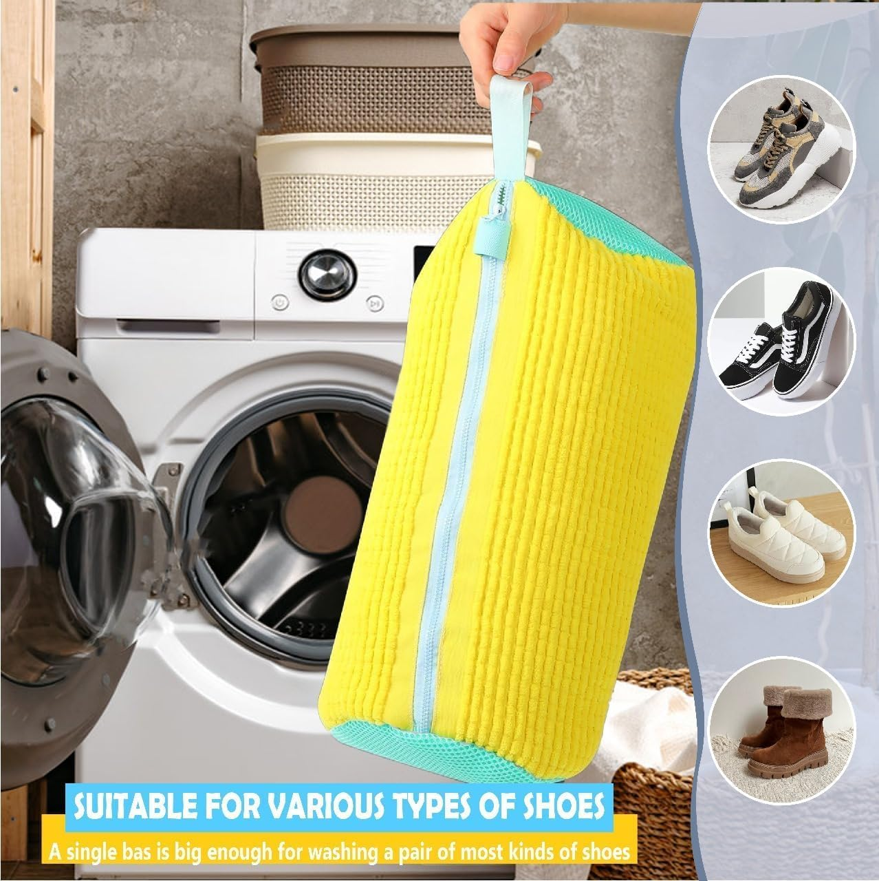 6Pcs Shoe Washing Machine Bag Kit, Shoes Laundry Bag for Washer and Dryer, 360&deg; Shoe Cleaning Bags with Zipper, Reusable Shoes Laundry Bags for All Sneakers, Slippers image number 1