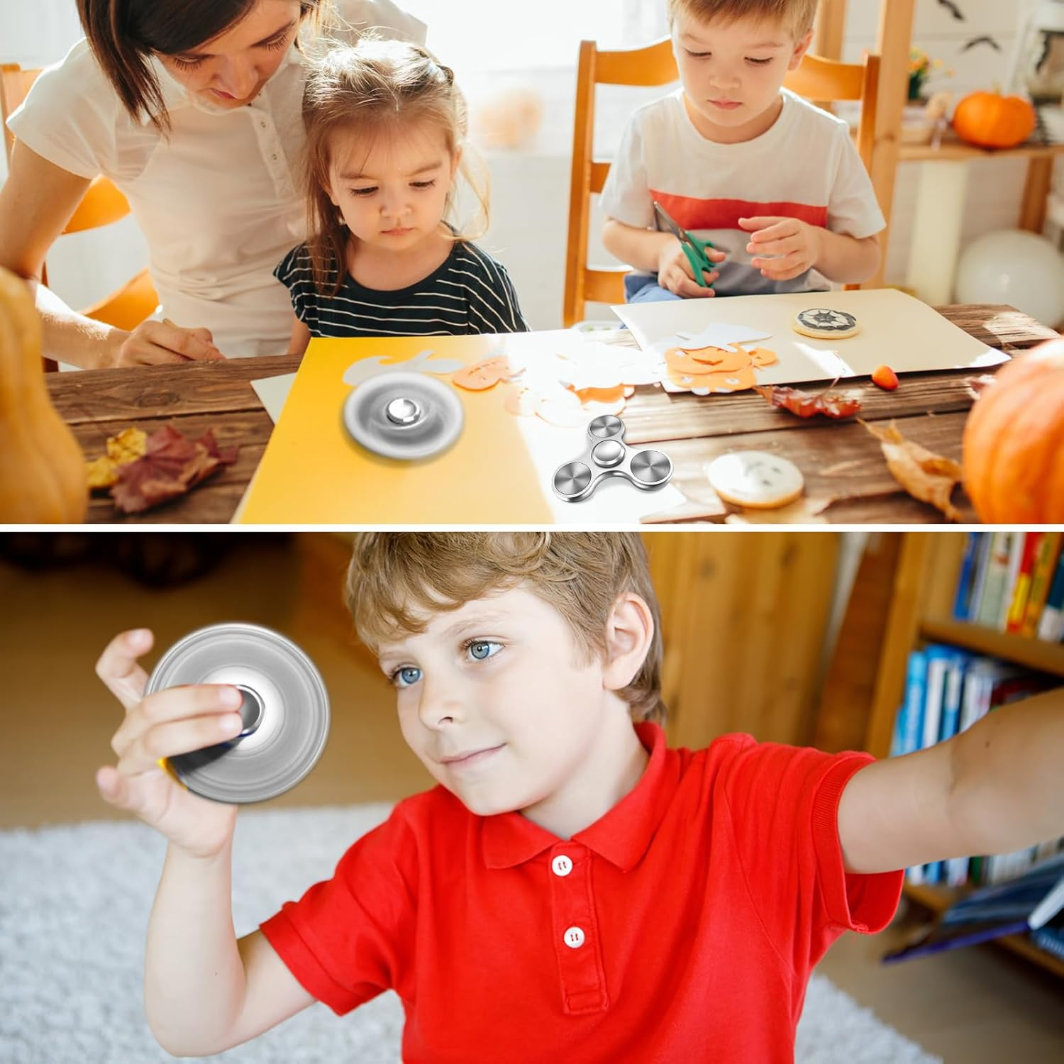 Fidget Spinners Toy, 3-8 Min Spins Time Stainless Steel Bearing Metal Fidget Spinner, EDC ADHD Stress Anxiety Relieves Fidgets Finger Toys, Novelty Toy for Kids and Adults - Black image number 2