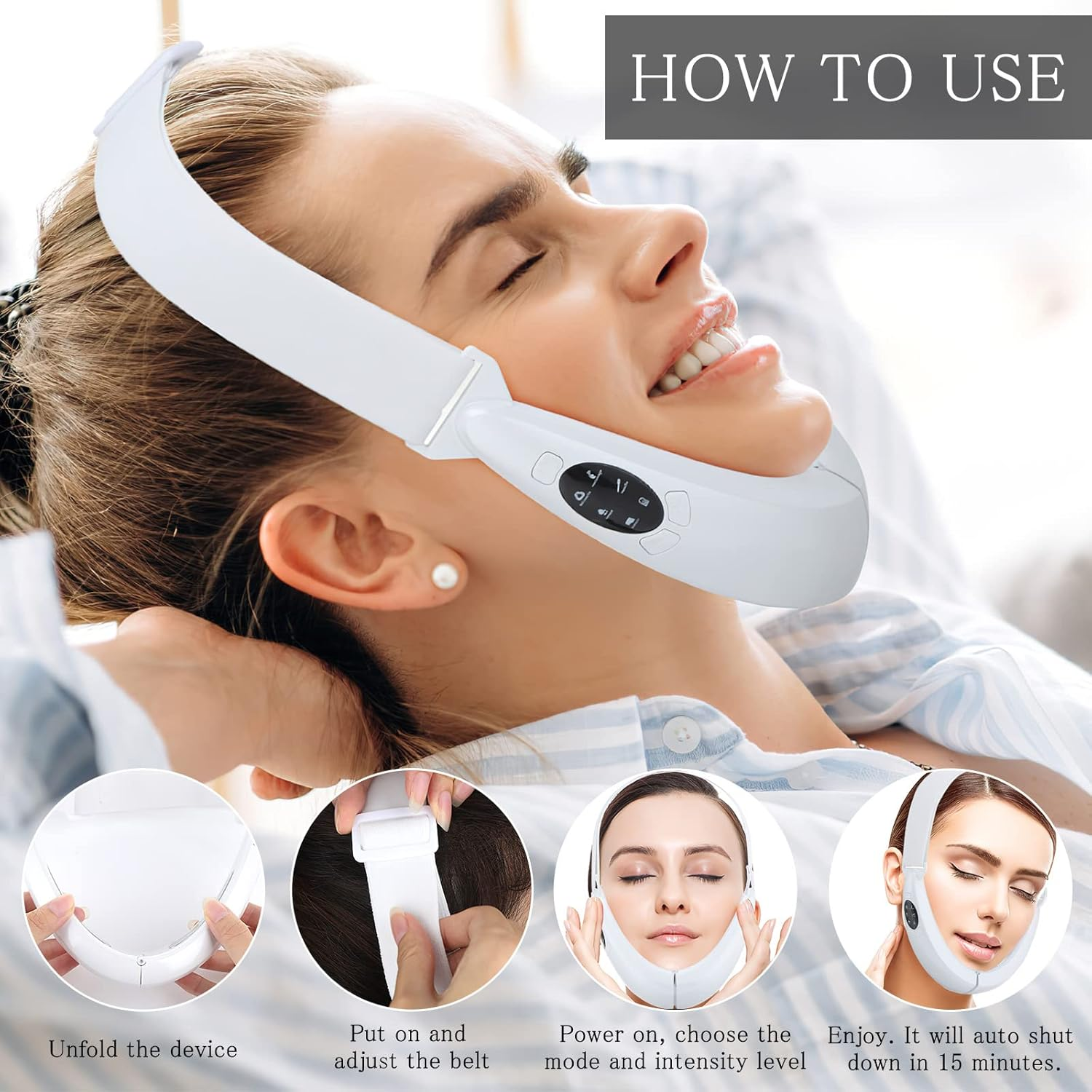 V Face Beauty Meter Electric Face Massager, V Face Lifting Device, V Face Shaping Massager, Double Chin Remover Device, 8 Speed Jawline Trainer, Red Blue Light to Reduce Double Chin image number 1